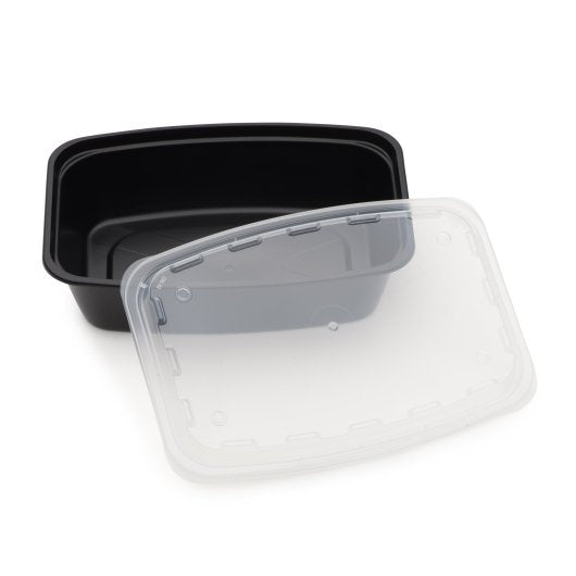 Cubeware Black & Clear Rectangular Plastic Container With Vented Lid, 1 x 150 ST Case - Food Containers & Lids