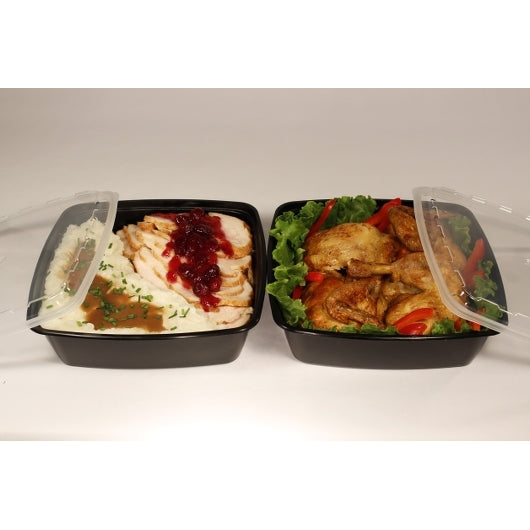 Cubeware 64 Ounce Square Container Black Base With Clear Lid, 1 x 100 ST Case - DOT product image 2