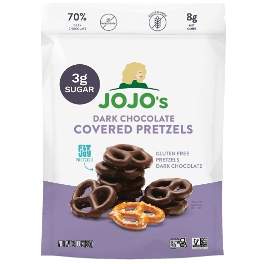 Jojo's Chocolate Dark Chocolate Covered Pretzels, 6 x 3 oz Case - Candy & Confections - image 2