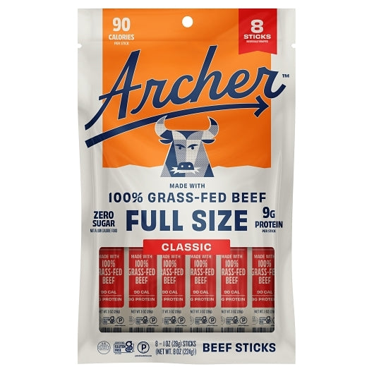 Country Archer Jerky Co Classic Beef Sticks, 6 x 1 oz Case - Meat Snacks