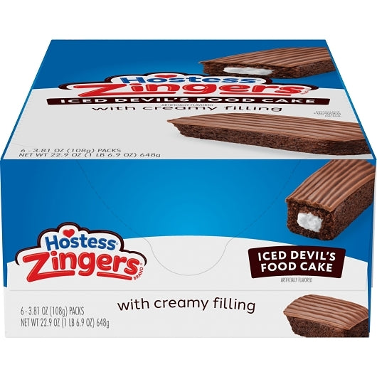 Hostess Single Serve Chocolate Zinger Snack, 6 x 6 x 3.81 oz Case - DOT product image 2