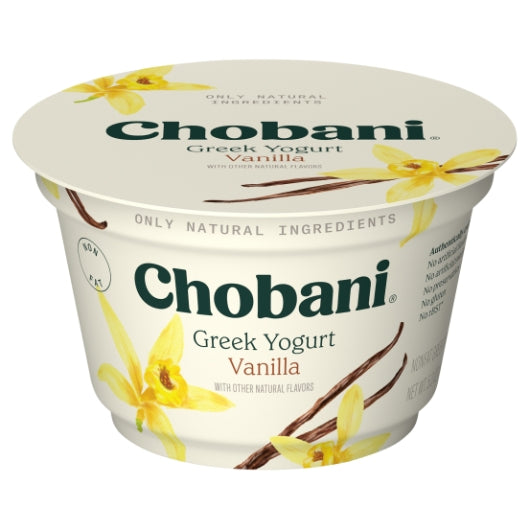 Chobani Vanilla Non Fat Greek Yogurt, 12 x 5.3 oz Case - DOT product image 2