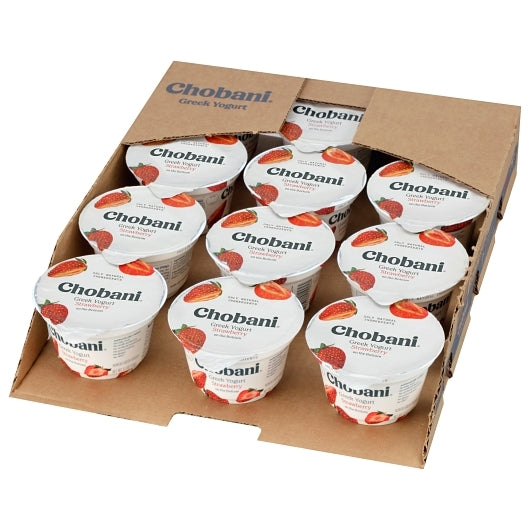 Chobani Non Fat Strawberry Greek Yogurt, 12 x 5.3 oz Case - DOT product image 2