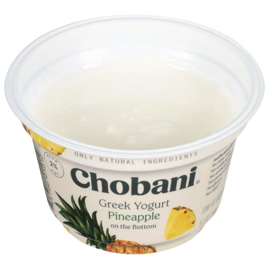 Chobani Pineapple On The Bottom Low Fat Greek Yogurt, 12 x 5.3 oz Case - DOT product image 2