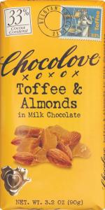 Chocolove Toffee and Almonds in Milk Chocolate, 3.2 Ounce (Pack of 12)