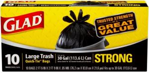Glad Quick Tie Large Trash Bag, 10 Count (Pack of 12)