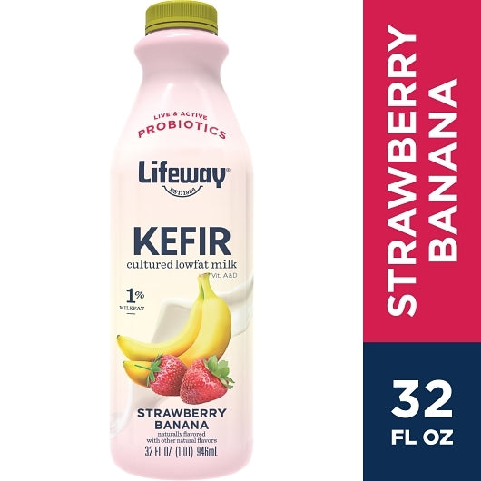 Lifeway Low Fat Strawberry Banana Kefir, 6 x 32 fl oz Case - DOT product image 2