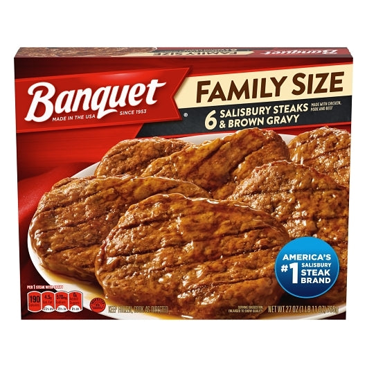 Banquet Salisbury Steaks And Brown Gravy, 6 x 27 oz Case - DOT product image 2