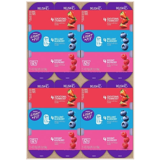Light and Fit Nonfat 4 Strawberry, 4 Raspberry, and 4 Blueberry Yogurt, 4 x 48 oz Case - DOT product image 8