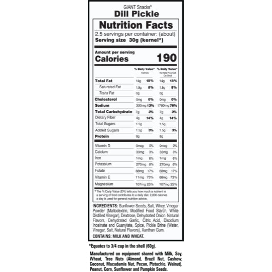Giant Snack Giants Dill Seeds, 12 x 5 oz Case - DOT product image 2