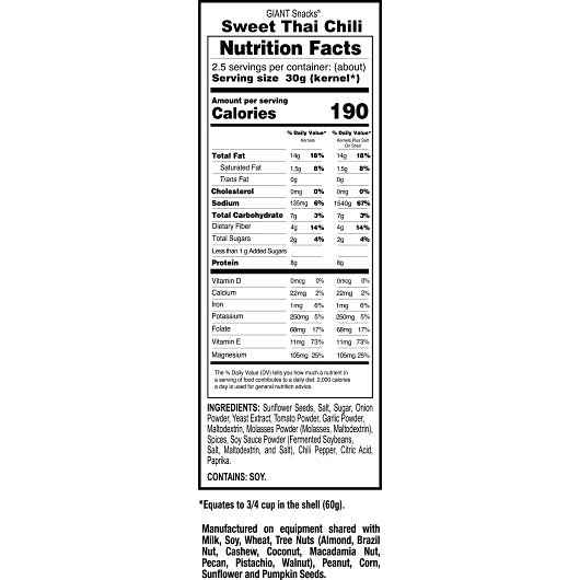 Giant Snack Inc Giants Sweet Thai Chili Sunflower Seed, 12 x 5 oz Case - Nuts & Seeds - image 2