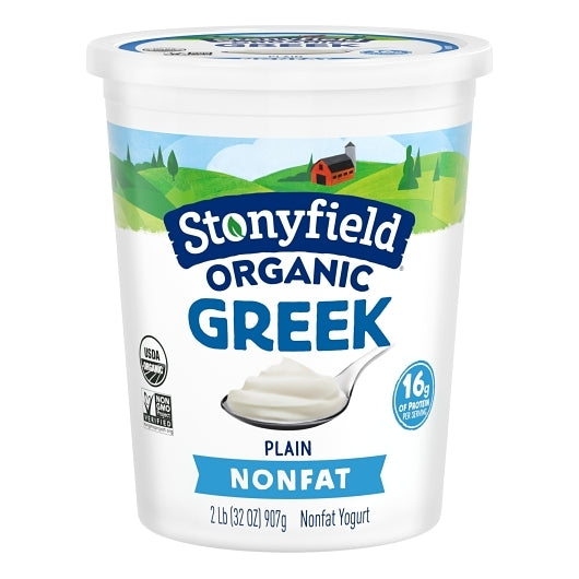 Stonyfield Farm Organic Gluten Free Organic 0% Fat Plain Greek Yogurt, 6 x 32 oz Case - DOT product image 2