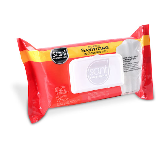 Sani Professional Sanitizing Multi-Surface Wipes, 12 x 72 ct Case - Cleaners & Sanitizers