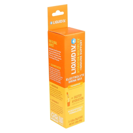 Liquid I.V. Tangerine Immune Support Electrolyte Drink Mix 3 Count, 8 x 6 x 1.69 oz Case - Health & Personal Care
