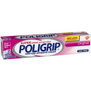Glaxo Poligrip Original Super Denture Adhesive Cream 2.4oz (CASE OF 4 OF 6 PACK)