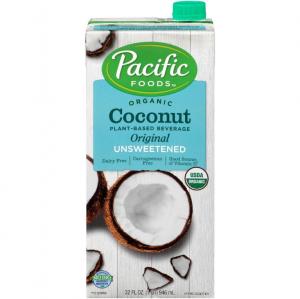 Pacific Foods Organic Coconut Unsweetened Original Plant-Based Beverage, 32oz, 12-pack