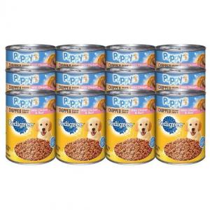 Pedigree Puppy Chopped Ground Dinner With Chicken & Beef Adult Canned Wet Dog Food, (12) 13.2 Oz. Cans