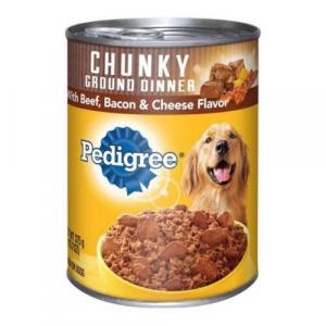 Pedigree Meaty Ground Dinner with Chunky Beef Bacon and Cheese Dog Food, 13.2 Ounce - 12 per case.