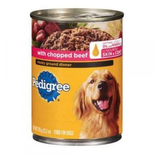 Pedigree Meaty Ground Dinner with Chopped Beef Wet Dog Food, 13.2 Ounce - 12 per case.