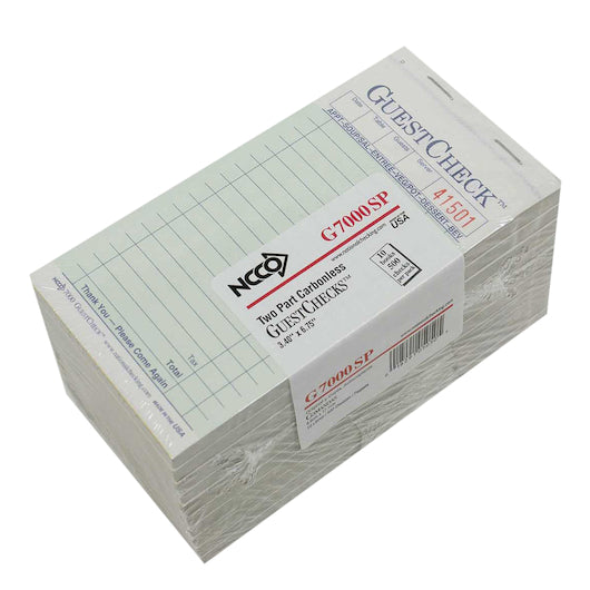NCCO National Checking 3.4 Inch X 6.75 Inch 2 Part Carbonless Green 14 Line Guest Check, 1 x 2500 each Case - DOT product image 2