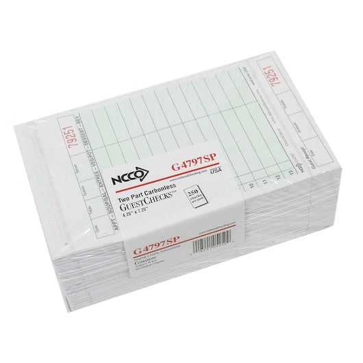 National Checking Guest National Checking 4.25 Inch X 7.25 Inch 2 Part Green Tint Carbonless Loose, 1 x 2000 each Case - DOT product image 2