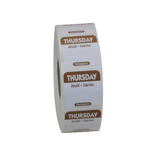 NCCO National Checking 1 Inch X 1 Inch Trilingual Brown Thursday Permanent Label, 1 x 1000 each Case - DOT product image 7