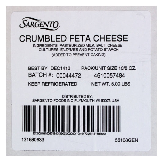 Sargento Crumble Feta Cheese, 10 x 8 oz Case - DOT product image 7