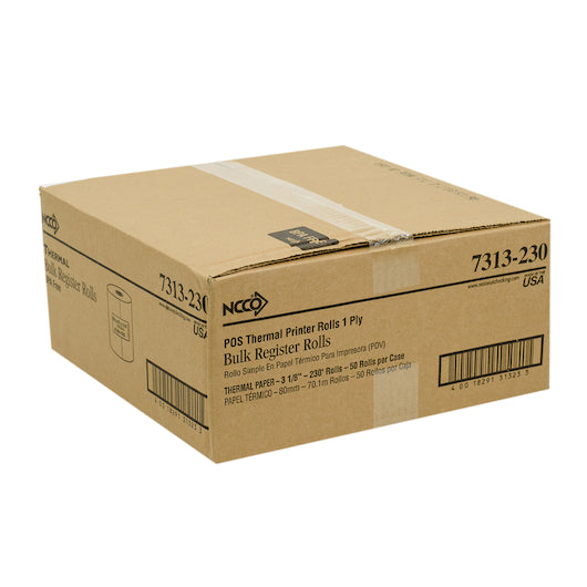 NCCO National Checking Register Roll 3.13 X 230' 1 Ply White Thermal 1-50, 1 x 50 RL Case - DOT product image 2