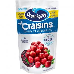 Ocean Spray Craisins, Sweetened Dried Cranberries, Cherry Flavored, 6-Ounce Pouch (Pack of 12)