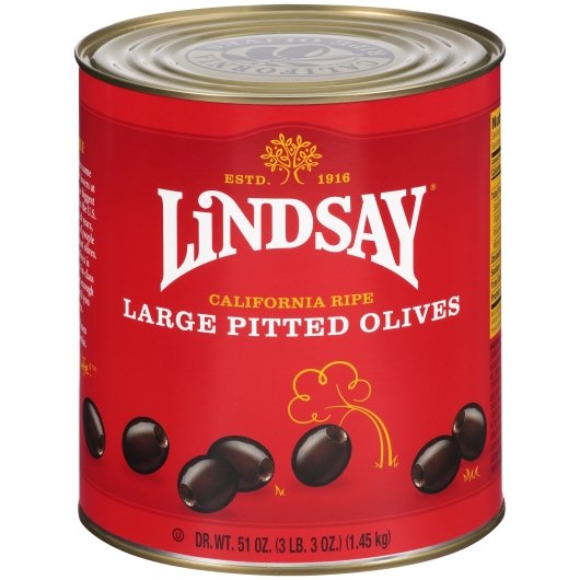 Lindsay Pitted Ripe Large Domestic Olives Canned, 6 x 51 oz Case - DOT product image 3