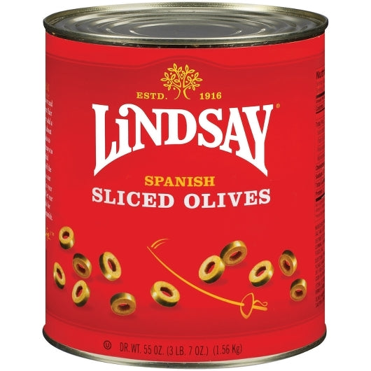 Lindsay Spanish Green No Pimento Imported Olives Canned, 6 x 55 oz Case - DOT product image 2