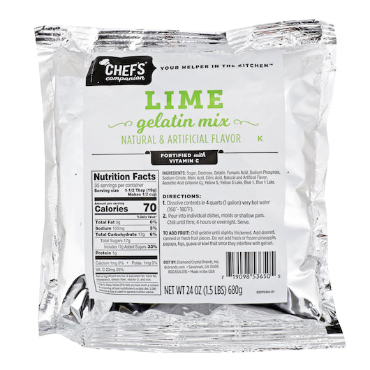 Chefs Companion Lime Flavored Gelatin Mix, 12 x 24 oz Case - DOT product image 2
