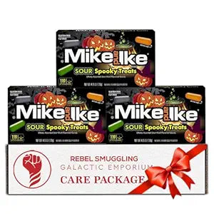 Mike and Ike Halloween Fruity Candy Pieces Sour Spooky Treats Gift Basket Set of 3 x 4.25oz Theater Boxes by Rebel Smuggling Galactic Emporium
