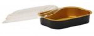Handi Foil Gourmet To Go Small Oblong Black-Gold with Clear Lid