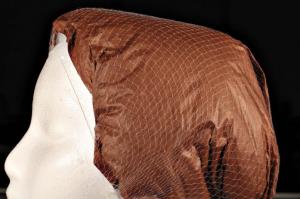 28 Dark Brown Disposable Nylon Hairnet - 10 case - 144 count.