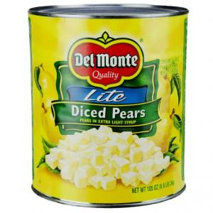 Delmonte Lite Diced Pears In Extra Light Syrup (105 Ounce Can, 6 Per Case)
