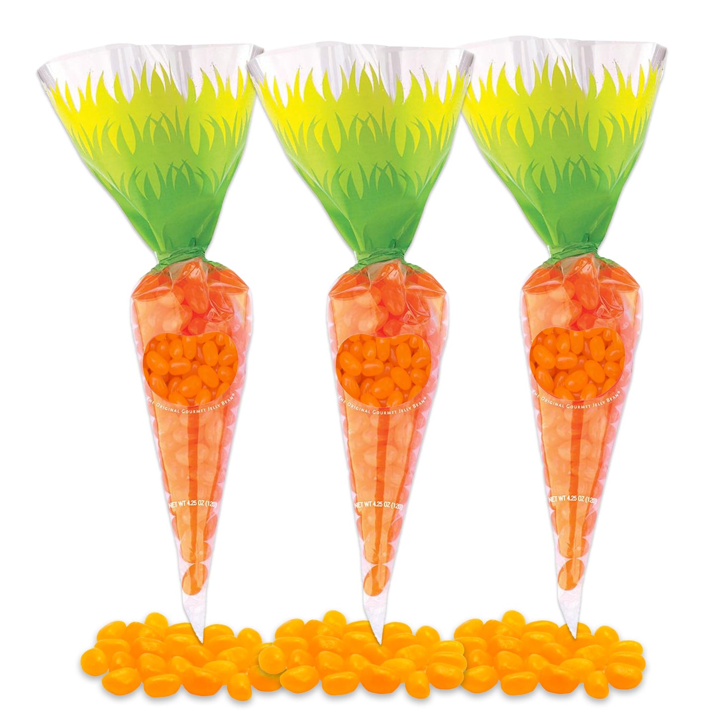 Easter Candy Tangerine Jelly Beans Filled Carrots 3 Pack.