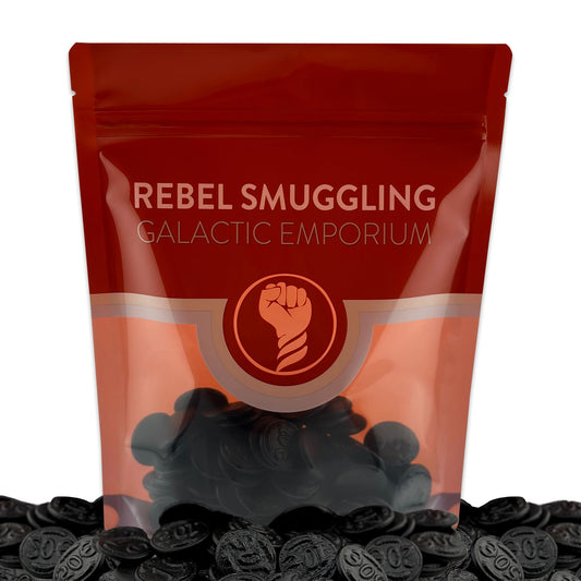 Black Licorice Candy Coins Bulk 1lb Bag by Rebel Smuggling Galactic Emporium