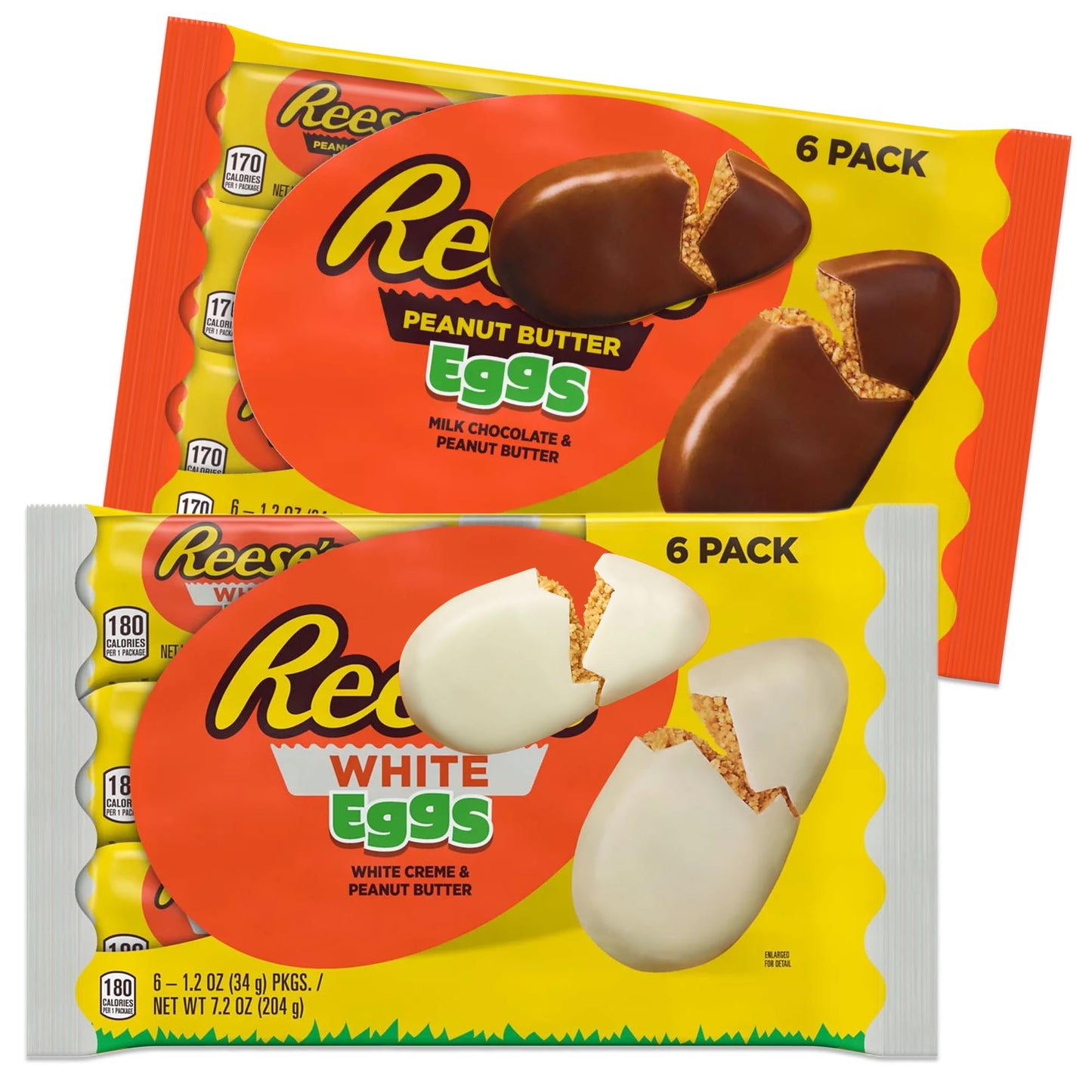 Easter Candy Peanut Butter Chocolate Eggs Variety 12 Pack- Includes 6 Eggs Each of Milk Chocolate and White Chocolate