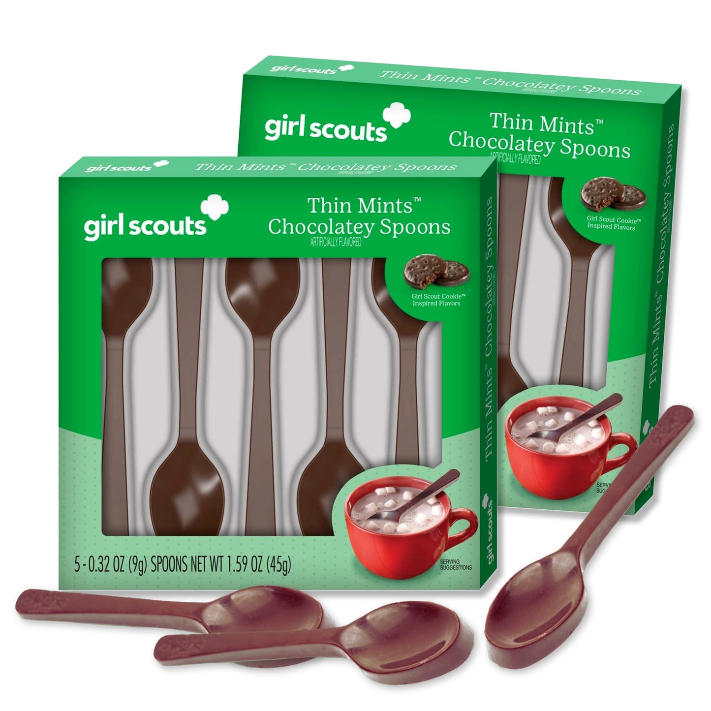 Girl Scouts Thin Mint Dark Chocolatey 10ct Spoons. Hot Chocolate Spoons, Dark Chocolate Hot Cocoa Spoons for Cocoa Bar, Christmas Hot Chocolate Station, Hot Chocolate Stirrers, Chocolate Spoons for Hot Cocoa