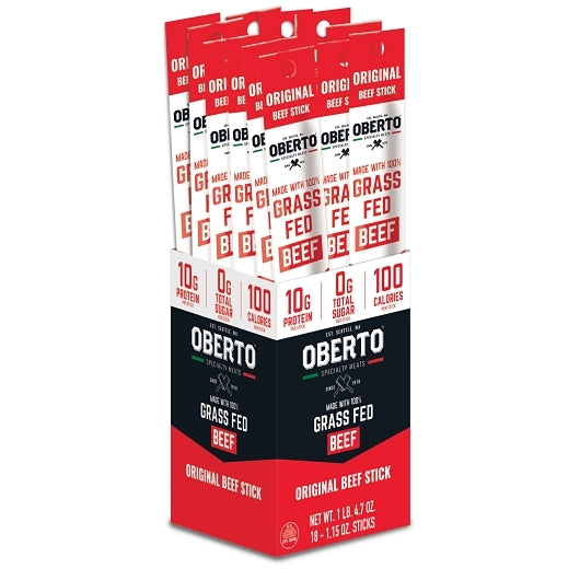 Oberto Zero Sugar Grass Fed Original Beef Sticks, 6 x 18 x 1 each Case - Meat Snacks - image 2