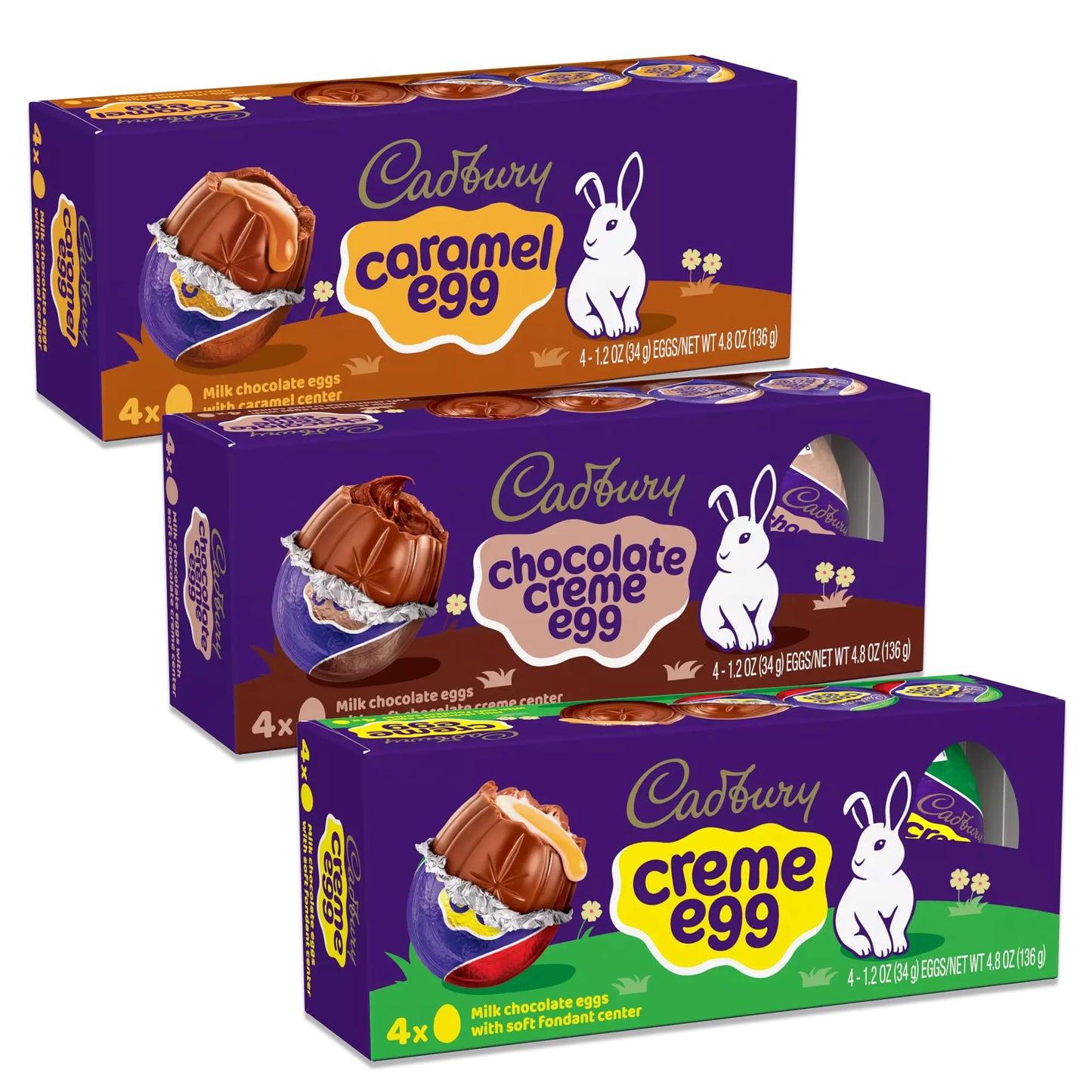 Creme Eggs Bulk Variety 12 Pack- Includes 4 Caramel Eggs, 4 Dark Creme Eggs and 4 Milk Creme Chocolate Easter Eggs