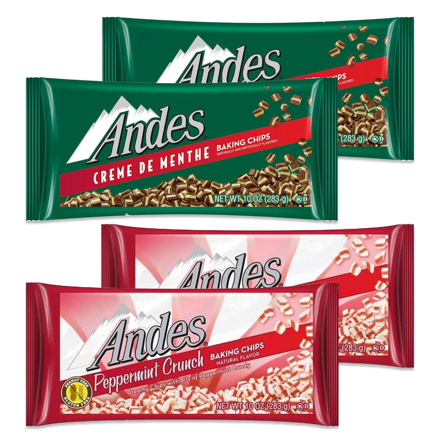 Andes Baking Chips Variety Pack - Creme De Menthe & Peppermint Crunch (4 Pack)