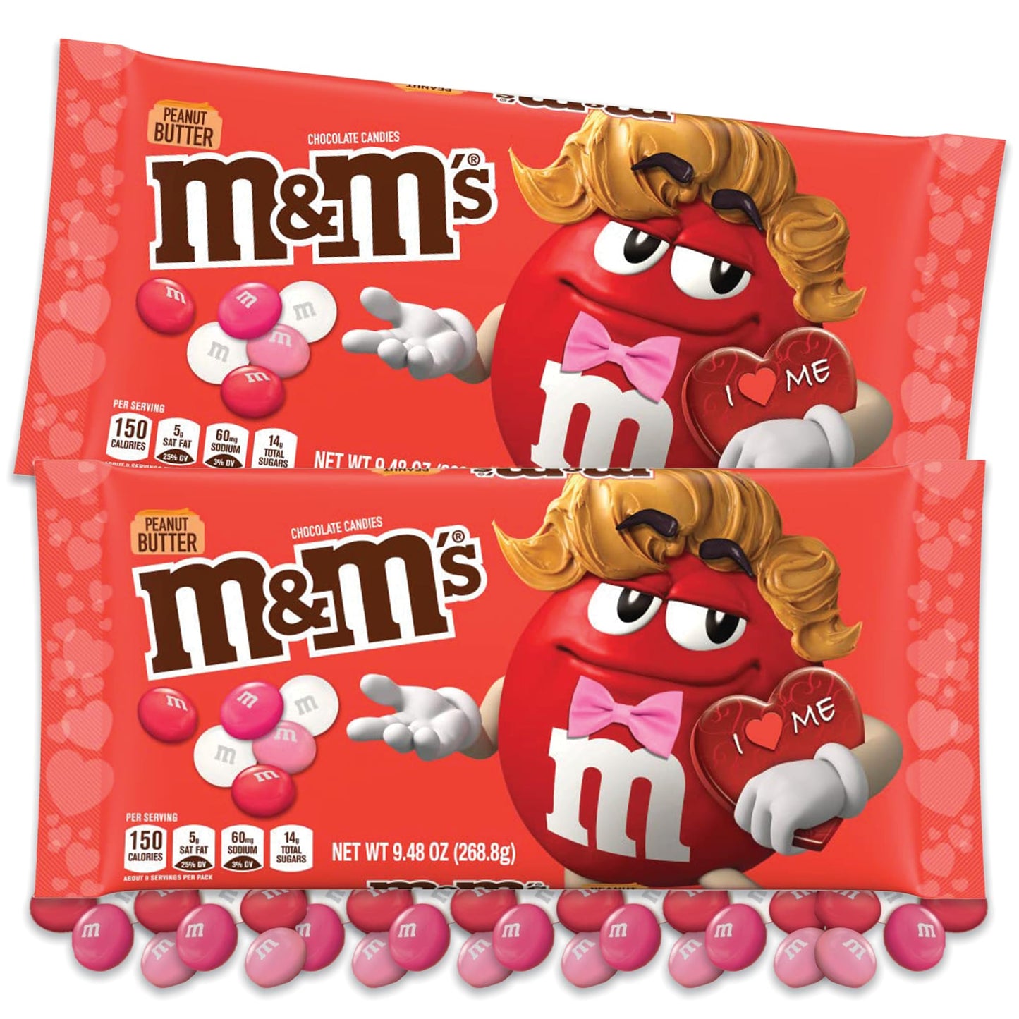 Valentines Candy Peanut Butter Chocolate Candy Pieces 2 Pack, Party Size Bags. Valentines Day Candy Bulk