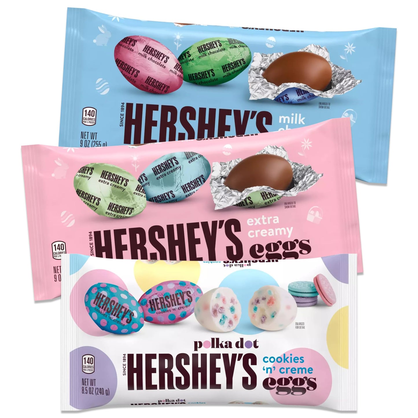 Easter Chocolate Eggs Bulk Variety 3 Pack- Includes 1 Bag Each of Milk Chocolate, Extra Creamy Chocolate, and Cookies and Creme Easter Eggs.