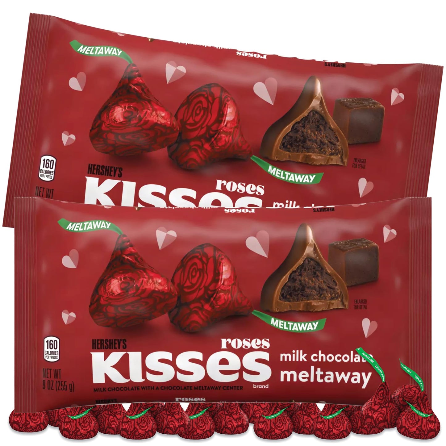 Valentine's Day Meltaway Chocolate Rose Candy Drops 2 x 9oz Bags. Rose Chocolate, Chocolate Roses, Meltaways, Milk Chocolate Drops Valentine's Gift, Chocolate Drops Milk Chocolate