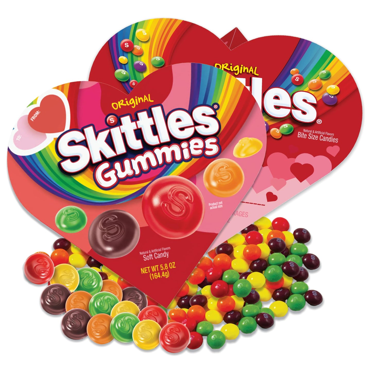 Valentines Hearts Variety 2 Pack- Gummies Fruity Candy Pieces, and Fruity Candy Pieces. Valentine's Day Candy Hearts.