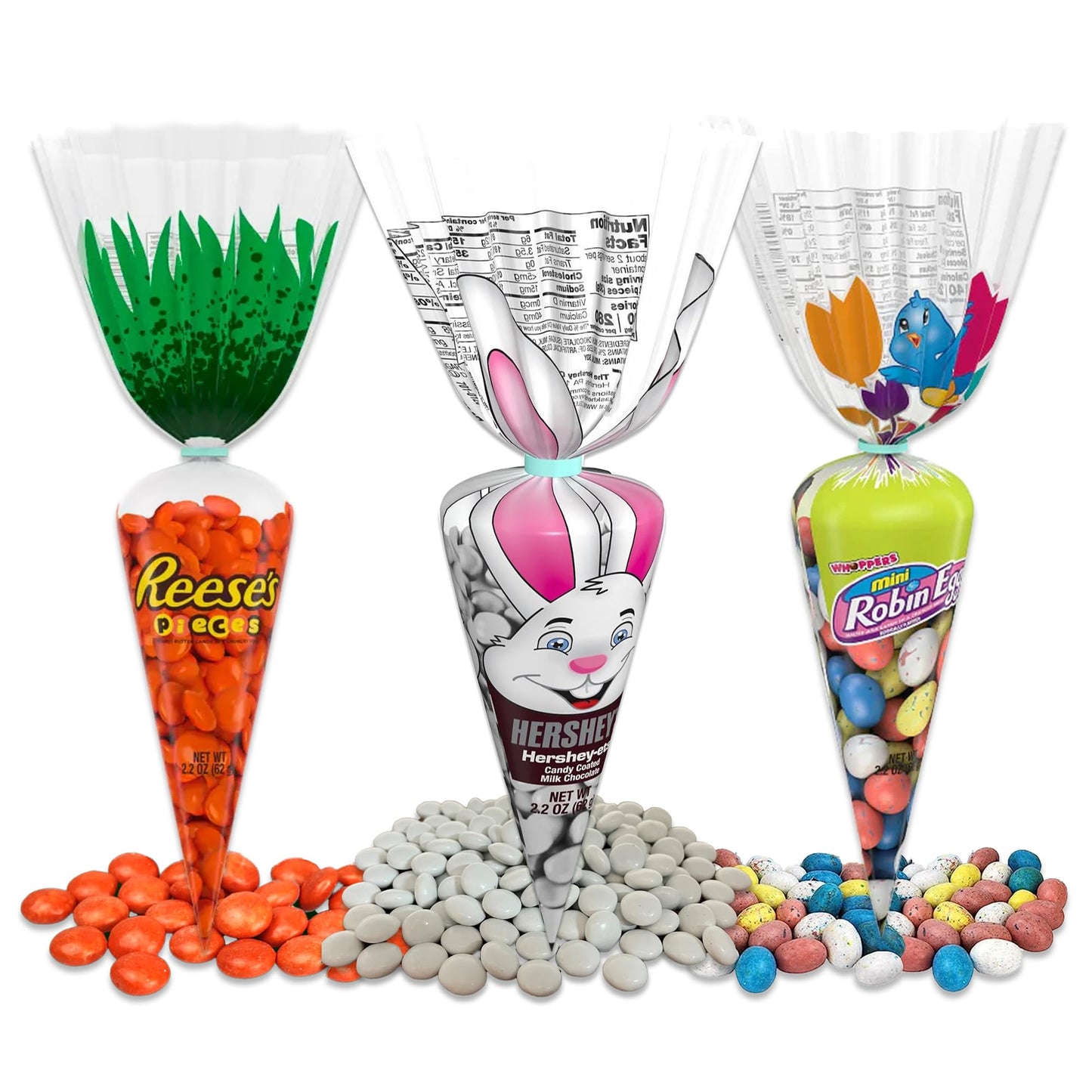 Easter Chocolate Candy Filled Carrots Variety Pack of 3 (Peanut Butter Chocolate Pieces, Candy Eggs, Chocolate Candy Pieces)