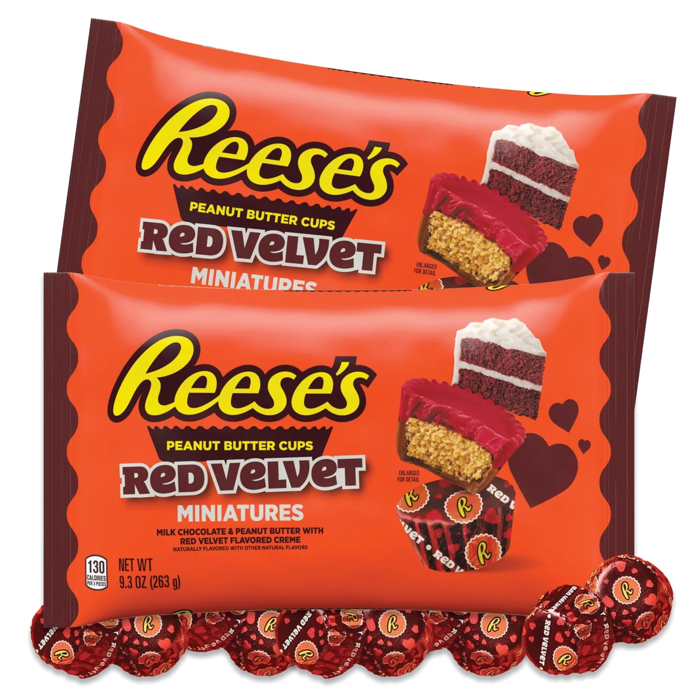Valentine's Day Red Velvet Peanut Butter Cups Miniatures 2 x 9.3oz Bags. Mini Peanut Butter Cups Red Velvet, Chocolate Peanut Butter Candy, Valentine Candy