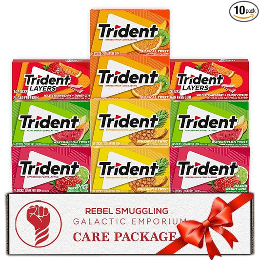 Trident Gum Variety Pack - 10 Packs Sugar Free Gum in 5 Fruity Flavors